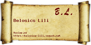 Belosics Lili névjegykártya